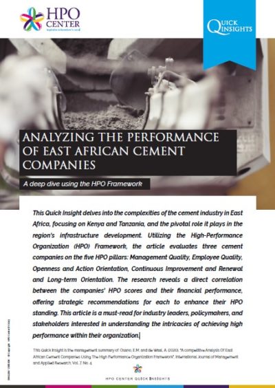 ANALYZING THE PERFORMANCE OF EAST AFRICAN CEMENT COMPANIES - A deep dive using the HPO Framework (Quick Insight)