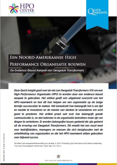 EEN NOORD-AMERIKAANSE HPO (HIGH PERFORMANCE ORGANISATIE) BOUWEN - De Evidence-Based Aanpak van Swagelok Transformers