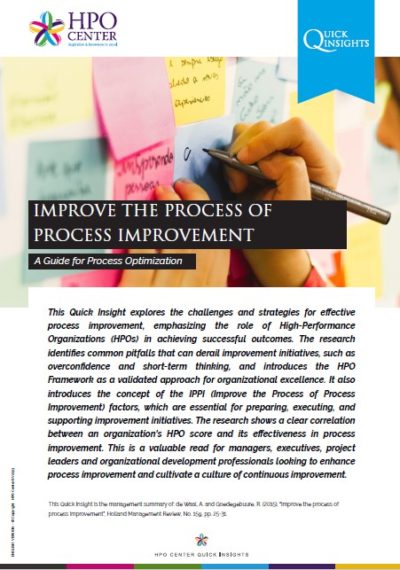 IMPROVE THE PROCESS OF PROCESS IMPROVEMENT - A Guide for Process Optimization
