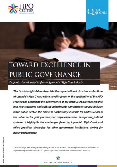 TOWARD EXCELLENCE IN PUBLIC GOVERNANCE - organizational insights from Uganda’s High Court study