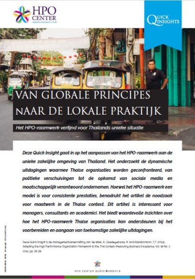 VAN GLOBALE PRINCIPES NAAR DE LOKALE PRAKTIJK - het HPO-raamwerk verfijnd voor Thailands unieke situatie